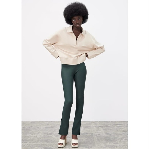 Zara Green High Waist Leggings XS - Picture 3 of 13